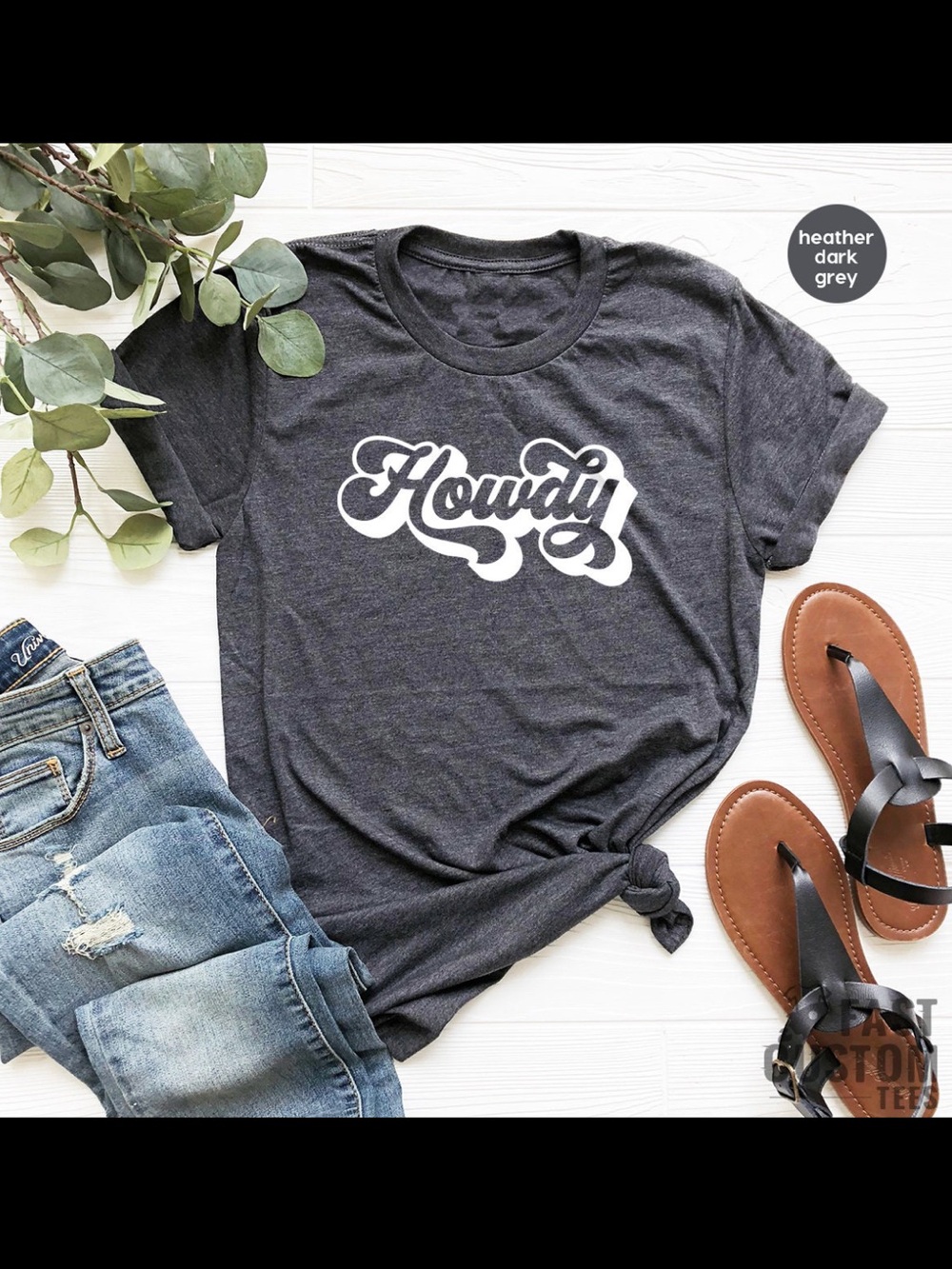 Howdy Graphic Tee - Heather Dark Grey